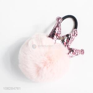 Premium quality crown sequins imitation fur ball hair rope