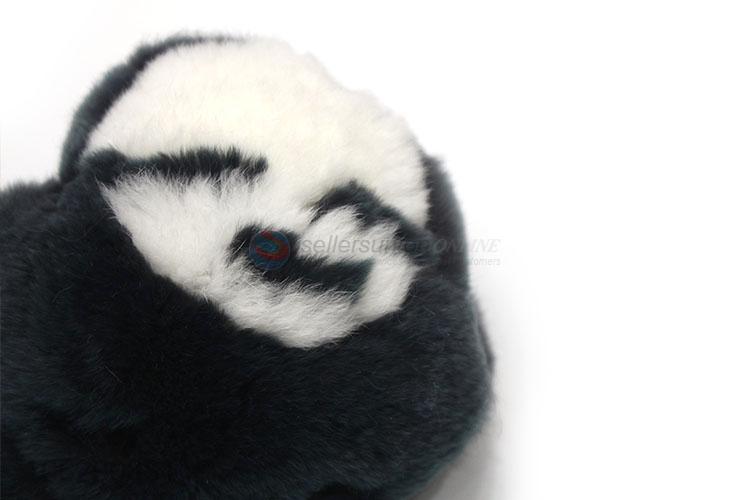 Lovely design panda shaped real fur pompom key ring