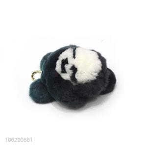 Lovely design panda shaped real fur pompom key ring
