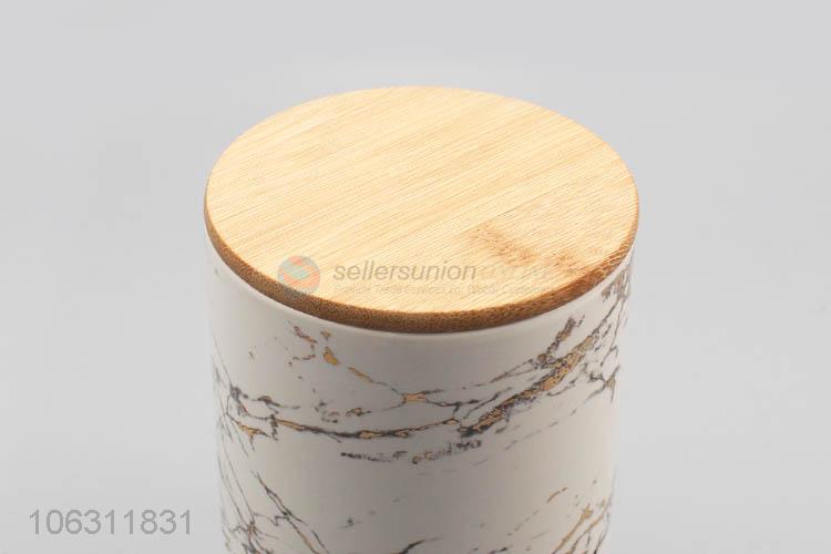 OEM factory marble grain round porcelain storage jar