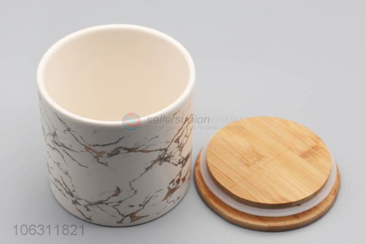 Excellent quality marble effect round ceramic storage jar