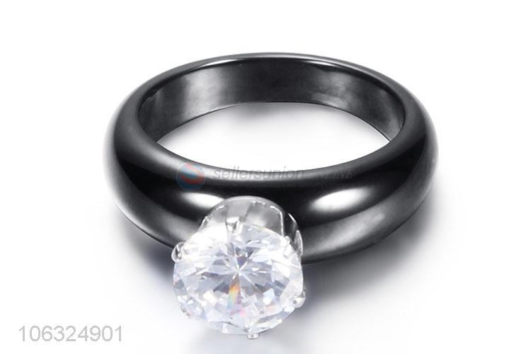 Customized Black White Ceramic Rings For Men Women Comfort Fit Engagement Wedding Band