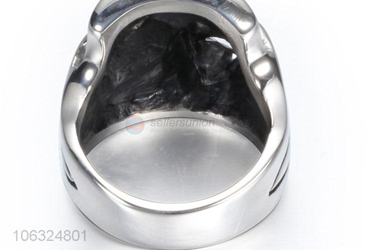 Unique Design Steampunk Smoke Skull Titanium Steel Ring For Men