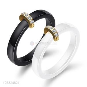 Wholesale Price Fashion Black White Couple Ceramic Ring Plain Wedding Band