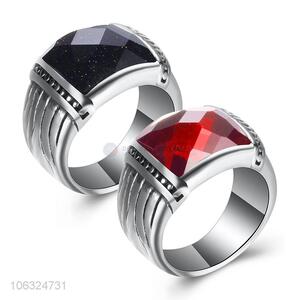 Hfashion Diamond Couple Rings Titanium Steel Punk Ring