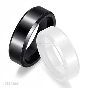 Newest Trending Simple Design Black And White Couple Ceramic Rings