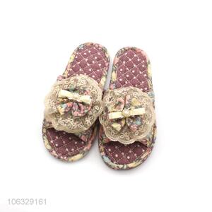 New Design Natural Linen Home Indoor Open Toe Slipper