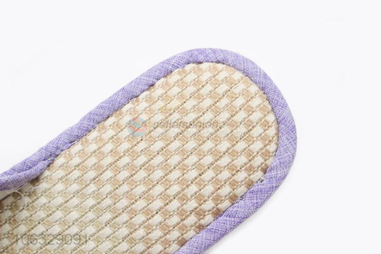 Quality Accurance Linen Fabric Open Toe Indoor Slippers