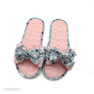 Best Fashionable Slipper Bowknot Flower Linen Open Toe Slippers