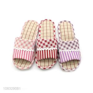 New Open Toe Indoor Floor Printing Linen Non-Slippers Slippers