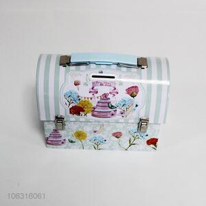 Hot sale newest handbag shaped printed iron money box