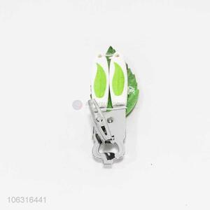 Multifunctional stainless steel can opener with green leaf printed handle