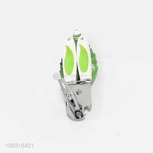 High quality stainless steel can opener with green leaf printed handle
