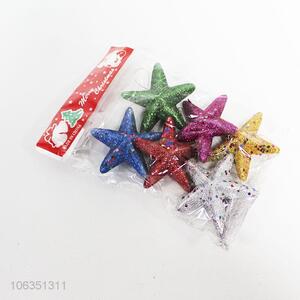 Factory sell 6pcs pentagram shape colorful christmas ornaments