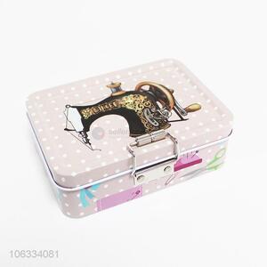 Latest style sewing machine printed rectangle iron cans