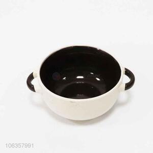 Simple Style Restaurant And Hotel Ceramic Bowl with Double Handle