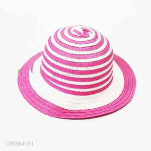 Promotional women striped sunhat straw hat for summer