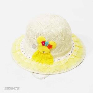 Good quality girl summer beach sun hat with lace brim