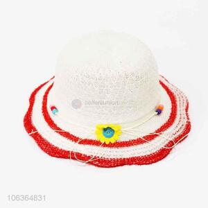 High quality girls beautiful plastic sun hat with flowers