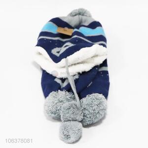 Good sale boys winter jacquard knitted hat and scarf set