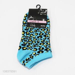 Top selling popular women leopard pattern jacquard ankle socks