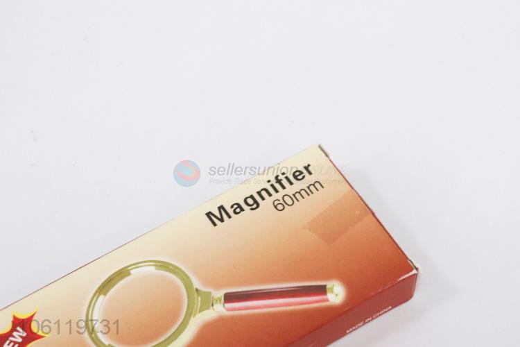 magnifier with wood look dia60mm, handle in color box packing