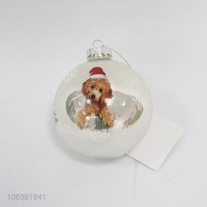 Hot products Christmas ornament clear glass balls with dog printing