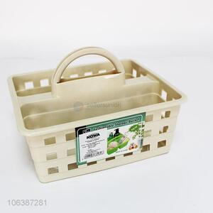 China supplier household 2 compartments plastic storage basket with handle