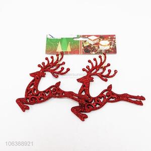 Fashion design 2pcs red Christmas elk shape Christmas ornaments