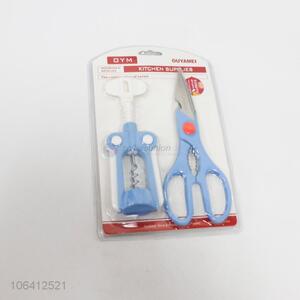 Custom Kitchen Scissors With Wine Bottle Corkscrew Set