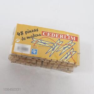 Premium quality home use 48pcs wooden clothes pegs clothes clips