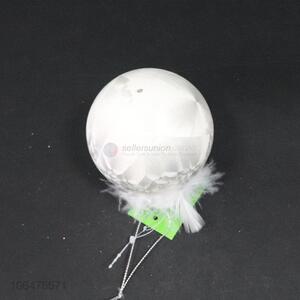 Wholesale custom glass Christmas ball with feather Christmas ornament