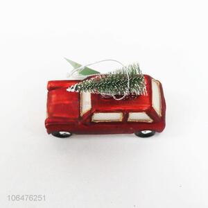 Low price hanging Christmas figurines painted glass car mould with tree