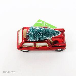 High quality Christmas ornaments painted mini glass car mold with tree