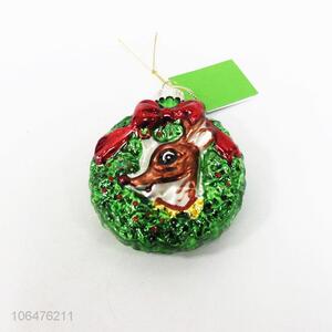 Promotional Christmas tree ornaments painted glass ball with deer design