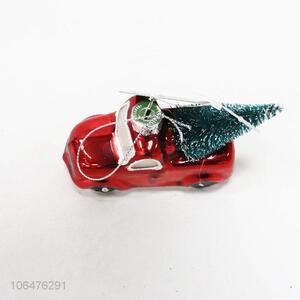 Hot selling hanging Christmas figurines painted glass car mould with tree