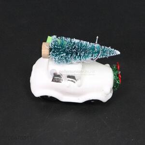 Promotional Christmas ornaments painted mini glass car mold with tree