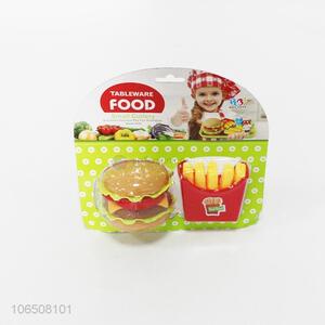 Top quality kids plastic hamburger fried chips set toy fast food toys