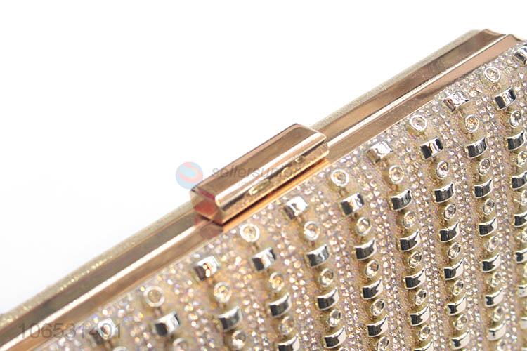 Modern Design Rhinestone Evening Bags Clutch With Shoulder Chain