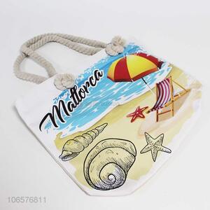 Promotional fashion ladies canvas beach tote bag shoulder bag