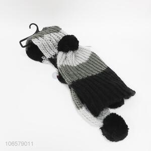 Low price simple design winter warm scarf and hat set