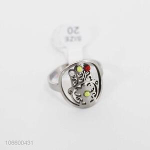 Promotional women personalized hollowed-out alloy ring with colorful stones
