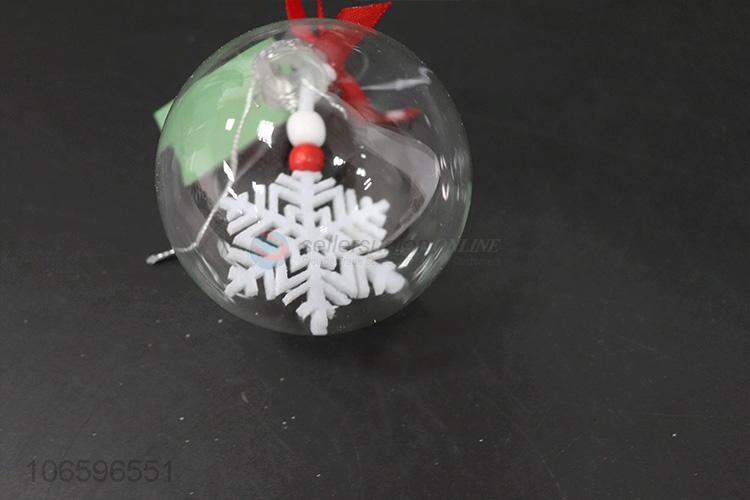 Wholesale cheap transparent Christmas hanging ball glass ball filled with foam snowflake