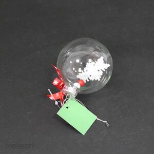 Wholesale cheap transparent Christmas hanging ball glass ball filled with foam snowflake