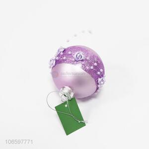 Latest style decorative purple glitter Christmas glass ball ornament