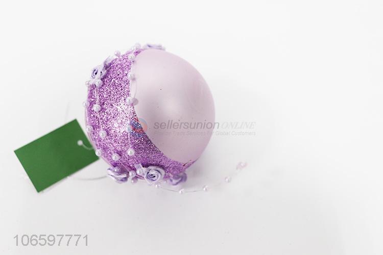 Latest style decorative purple glitter Christmas glass ball ornament