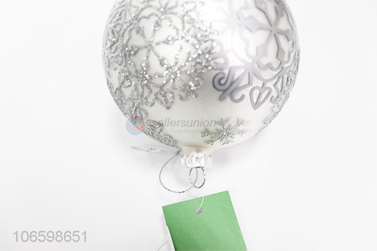 Bottom price Christmas tree ornaments silver glitter glass ball
