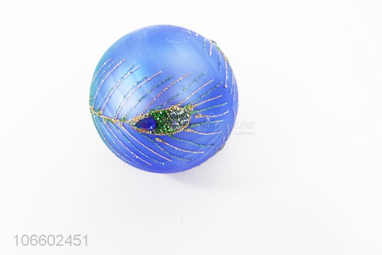 Best quality peacock design Christmas tree ornaments glass ball