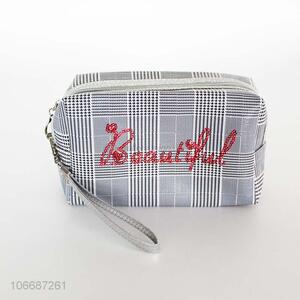 Fashoion design houndstooth makeup bag pu cosmetic bag