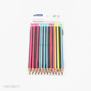 Promotional premium 12pcs/set hexagonal wooden pencils school stationery